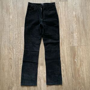 Vintage 90s XOXO Brand Black Suede High Waisted Straight Leg Pant
